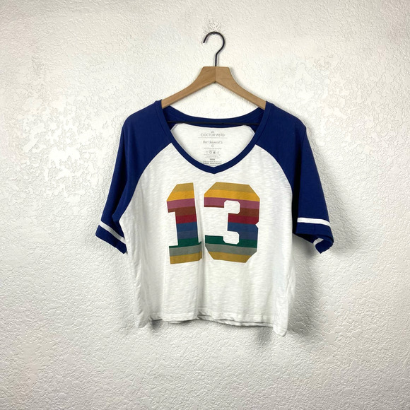 🖤 3/$25 sale!! Doctor Who ringer baseball tee cropped top size xl - Picture 1 of 5